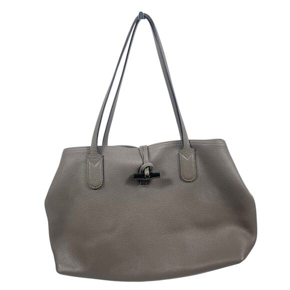 Longchamp Le Roseau Essential Tote Bag Shoulder Bag Pebble Leather Gray - Picture 4 of 15